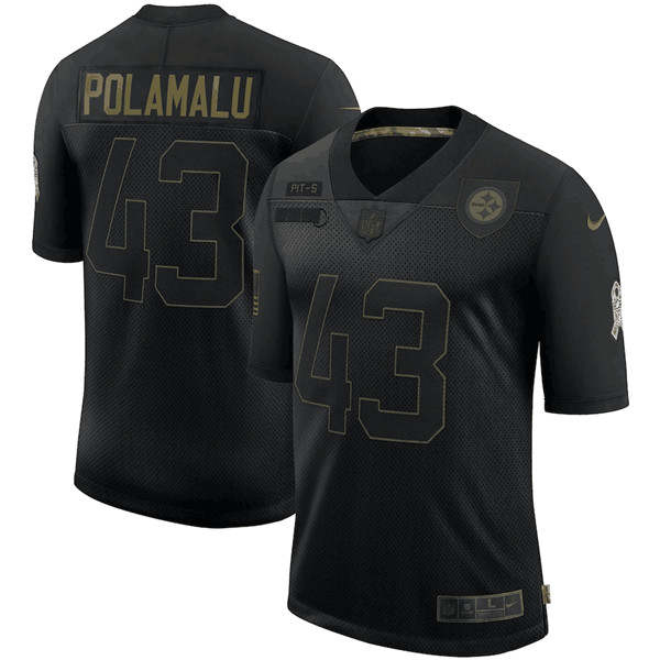 Men's Pittsburgh Steelers #43 Troy Polamalu Black 2020 Salute To Service Limited Stitched NFL Jersey